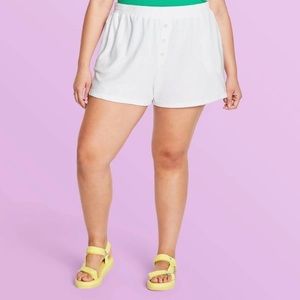 Stoney Clover Lane X Target White Terry Shorts, 3X with Heart Buttons